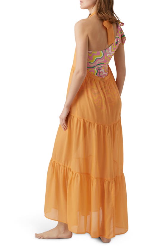 Shop Vero Moda Eva Beach Halter Maxi Dress In Mock Orange