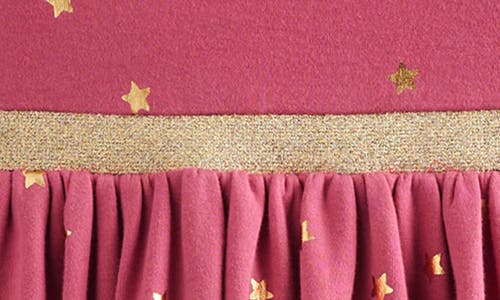Mini Boden Kids' Mabel Foil Star Long Sleeve Cotton Twirly Dress In Rose Petal Pink Foil Stars