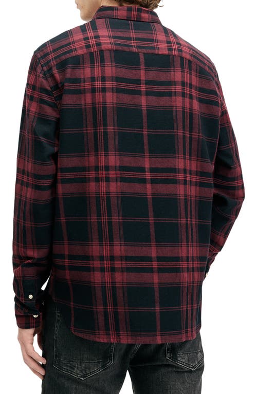 Shop Allsaints Thorn Plaid Flannel Button-up Shirt In Sangria Red