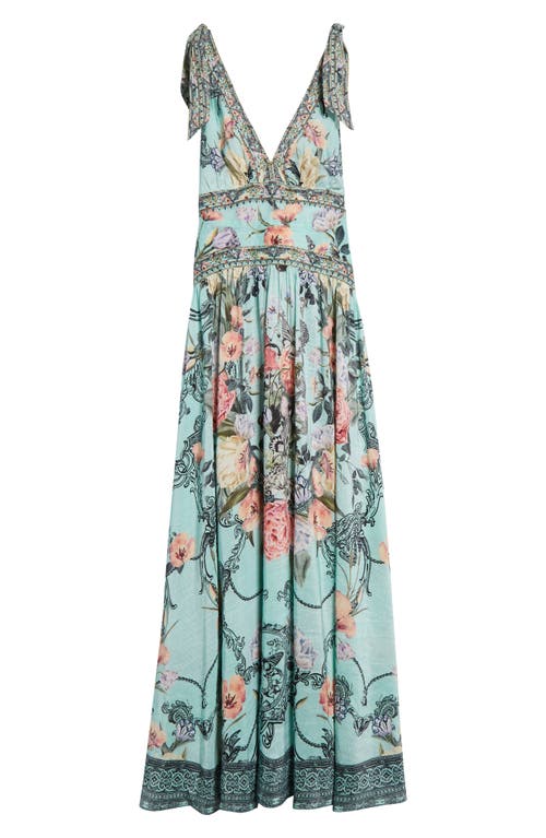 Shop Camilla Petal Promise Land Tie Shoulder Linen Blend Maxi Dress