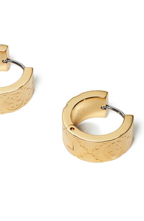 Shop Tory Burch T-monogram Hoop Earrings In Tory Gold