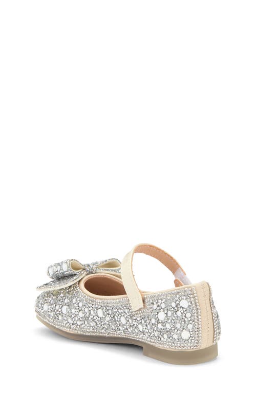 Shop Doe A Dear Kids' Embellished Mary Jane Flat In Beige/silver