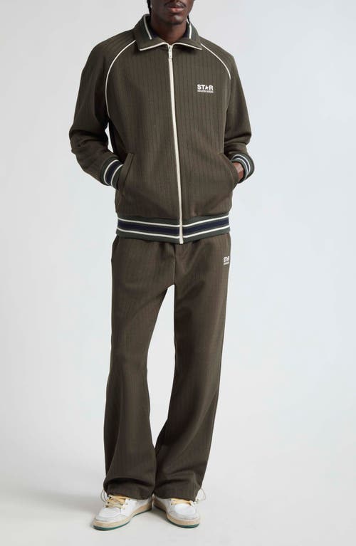 Golden Goose Star Track Jacket In Military Green/papyrus