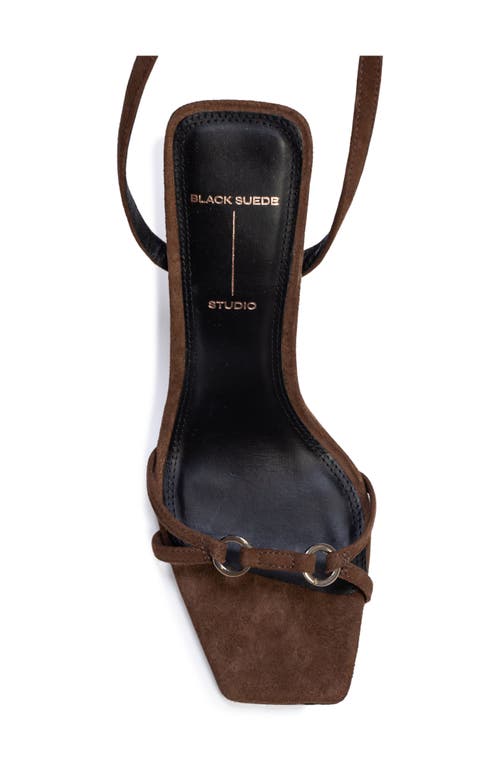 Black Suede Studio Frankie 100 Ankle Strap Sandal In Brown
