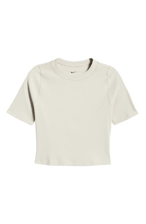 Shop Nike Essential Rib Crop T-shirt In Light Orewood/white