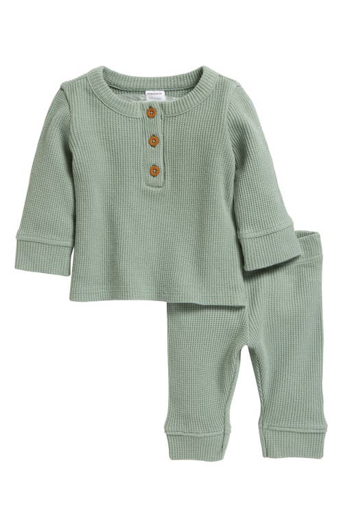 Nordstrom Henley Waffle Knit Cotton Henley & Pants Set in Green Bay