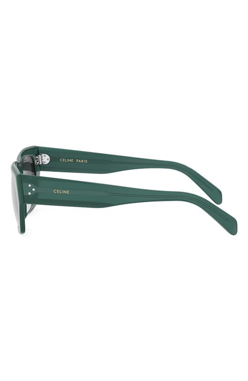 Celine Bold 3 Dots 53mm Geometric Sunglasses In Shiny Dark Green/smoke