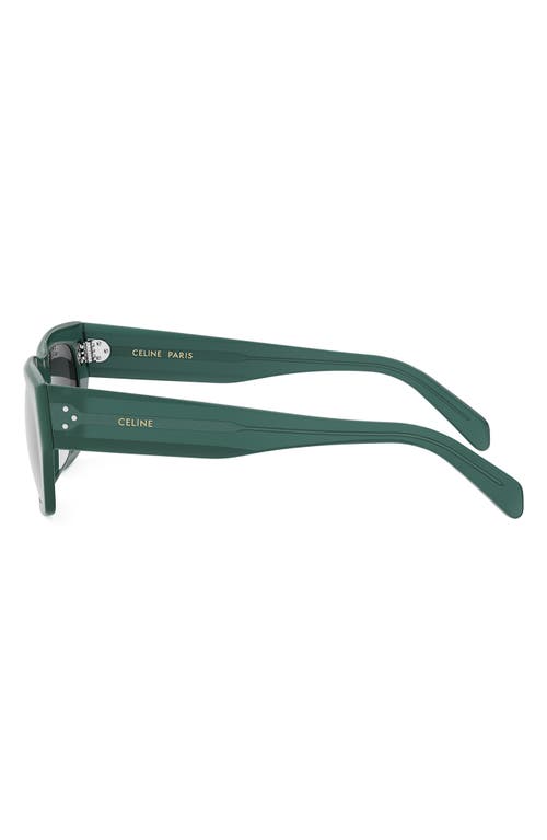 Shop Celine Bold 3 Dots 53mm Geometric Sunglasses In Shiny Dark Green/smoke