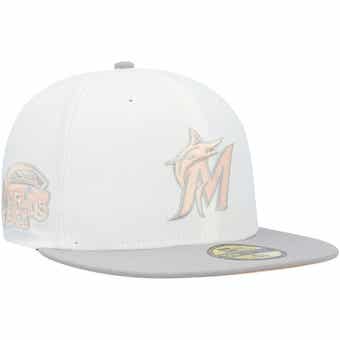 Men's New Era Light blue/navy Miami Marlins Green Undervisor 59FIFTY Fitted Hat