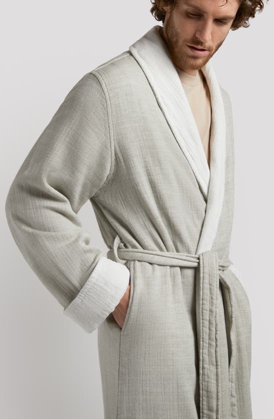 Shop Parachute Cloud Organic Cotton & Linen Robe In Moss With Cream