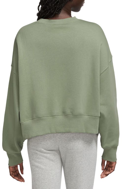 Shop Nike Phoenix Fleece Crewneck Sweatshirt In Oil Green/black