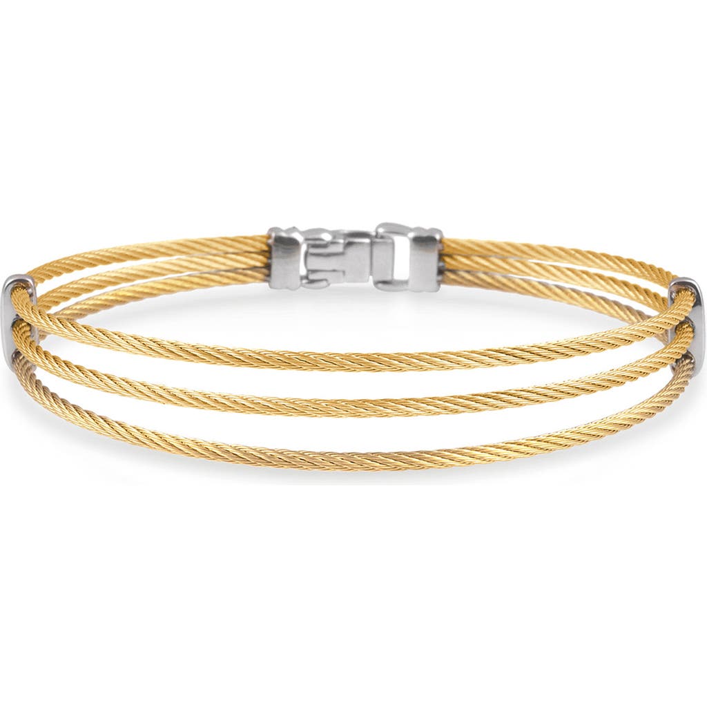 Shop Alor ® Two-tone Triple Cable Bangle Bracelet In Yellow Gold