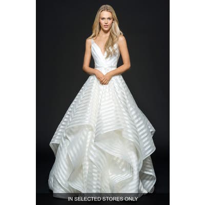 Hayley Paige Decklyn Stripe Organza Ballgown, Size - Ivory