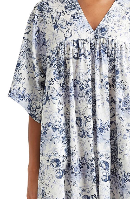 Shop Papinelle Toile De Jouy Caftan Nightgown In French Blue