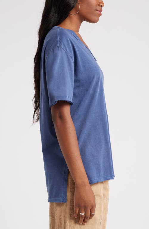 Shop Bp. Oversize V-neck Cotton T-shirt In Blue Indigo