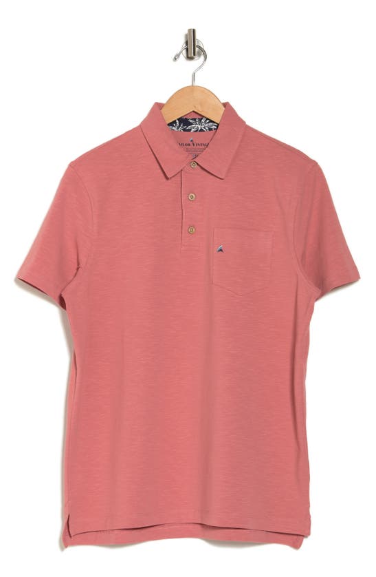 Tailor Vintage Airotec Stretch Slub Jersey Short Sleeve Polo In Nantucket Red