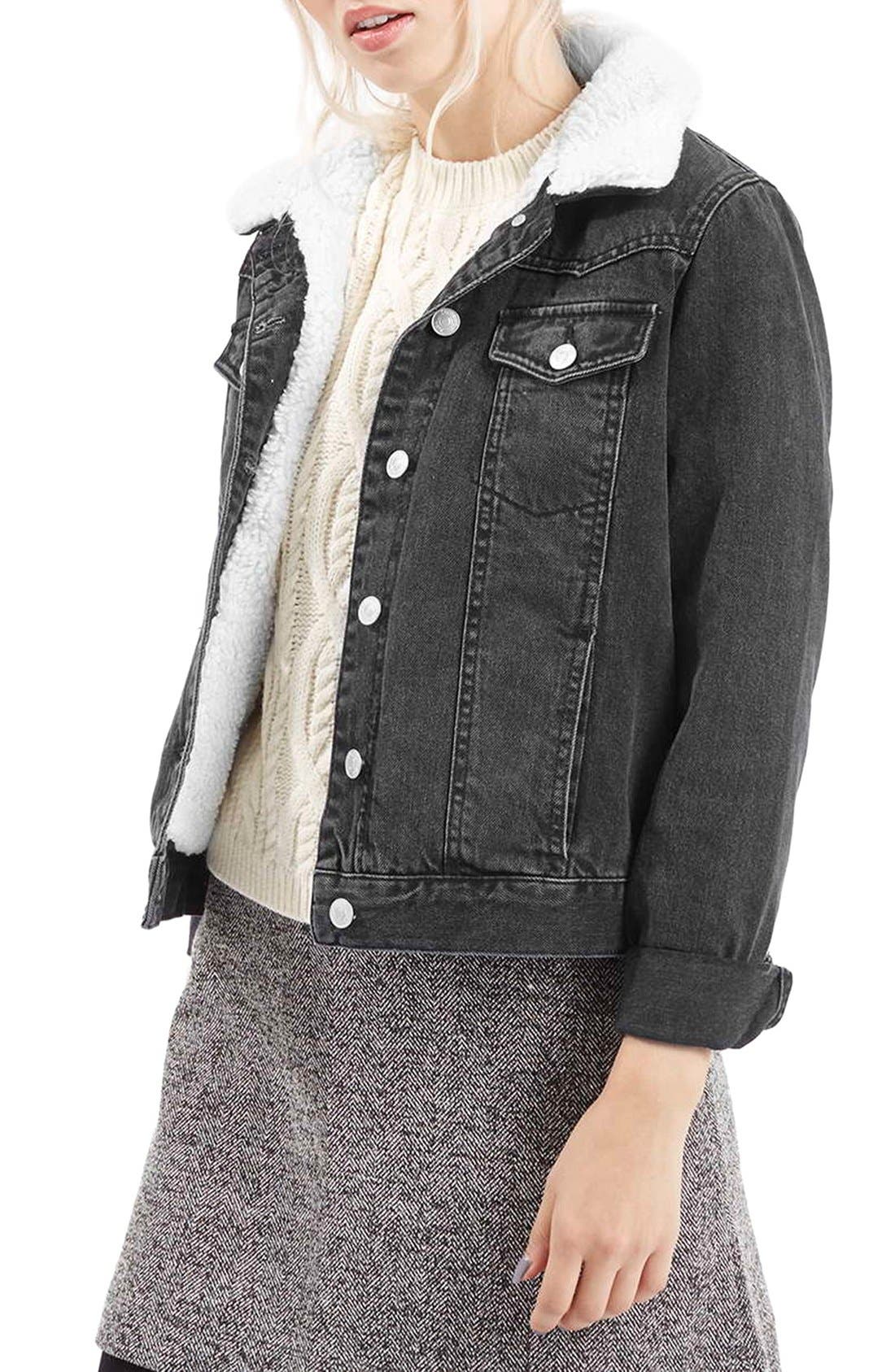 topshop shearling denim jacket