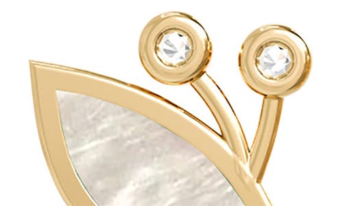 Gabi Rielle Effortless Staples Inlay Wings Stud Earrings In Gold/pearl