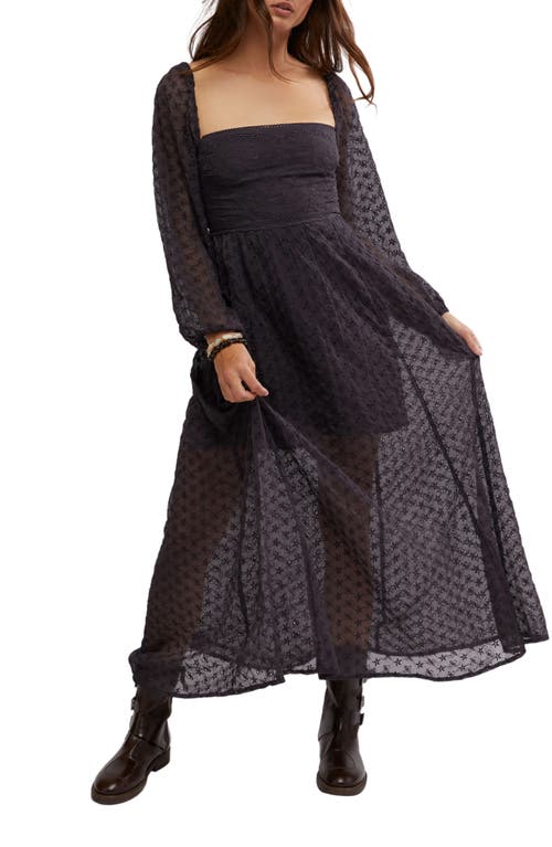 Shop Free People Malina Eyelet Long Sleeve Maxi Dress In Dark Scales