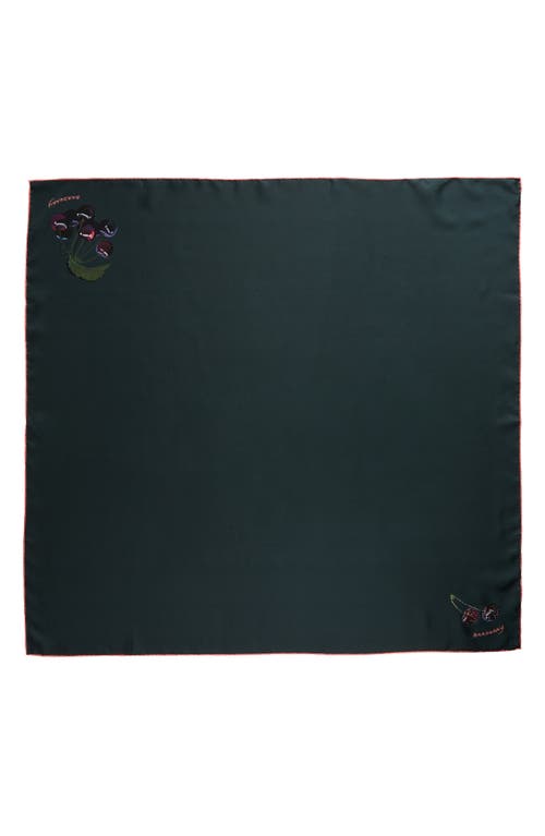 Burberry Cherry Print Square Silk Scarf In Green