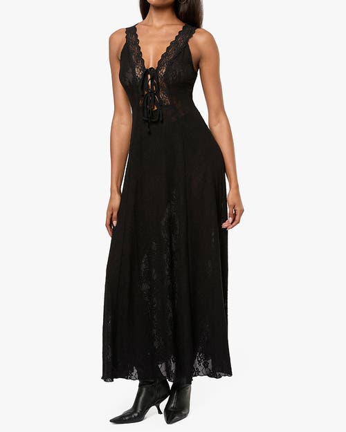 Shop Weworewhat Lace Tie Front Midi Dress In Black