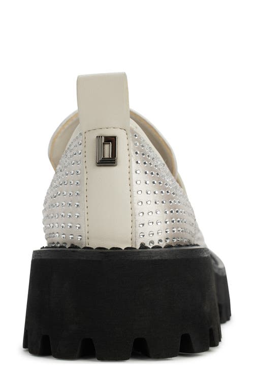 Shop Karl Lagerfeld Paris Grady Crystal Lug Sole Loafer In Soft White