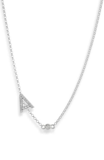 Meshmerise Bezel Diamond Initial Chain Necklace In White-a