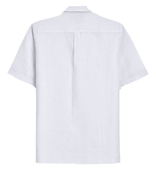 Shop Vilebrequin Linen Solid Bowling Shirt In Blanc