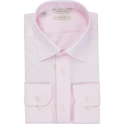 Suitsupply Traveler Slim Fit Pinstripe Button-Up Dress Shirt, Pink