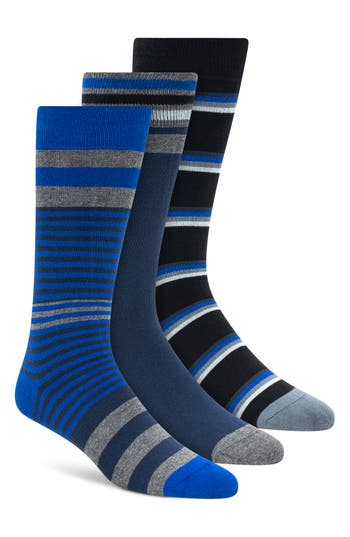 Shop Dkny Assorted 3-pack Crew Socks In Navy