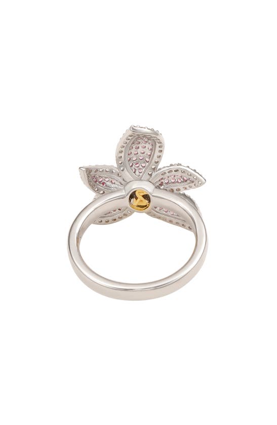 Shop Suzy Levian Pink Sapphire & White Sapphire Flower Ring