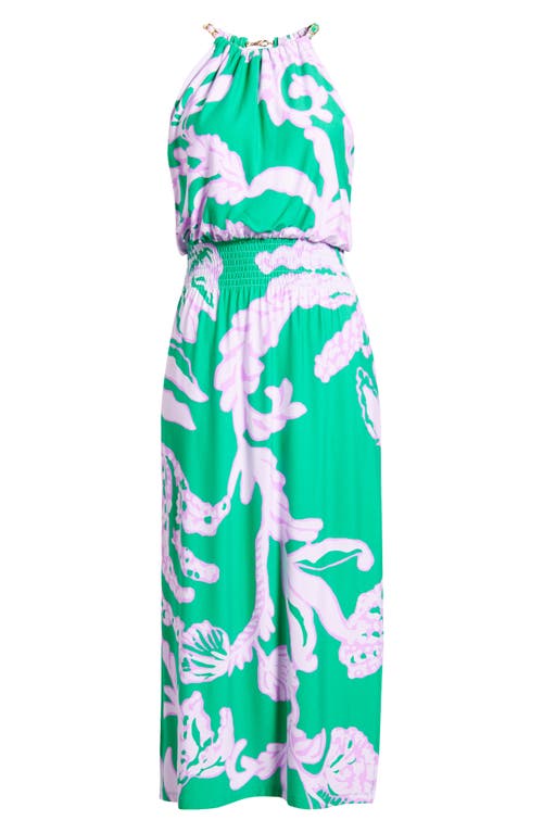 Shop Lilly Pulitzer ® Gracelyn Smocked Waist Midi Dress In Brazilian Green Salty Sandbar