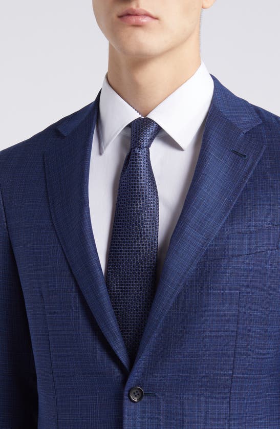 Shop Canali Kei Trim Fit Plaid Wool Suit In Bright Blue