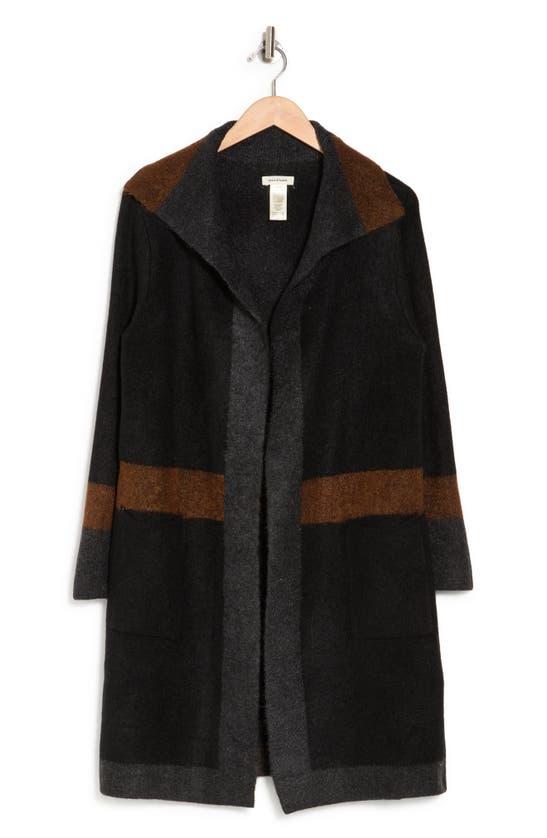 Maxstudio Stripe Long Sweater Coat In Bkchrrst