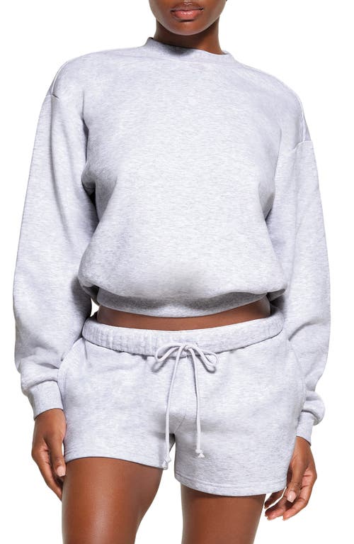 Cotton Blend Fleece Crewneck Sweatshirt in Light Heather Gray
