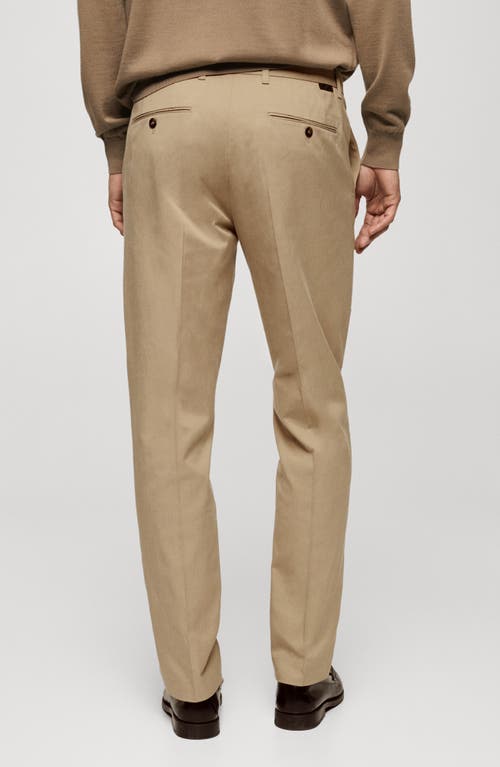 Mango Regular Fit Structure Cotton Trousers Beige In Beige