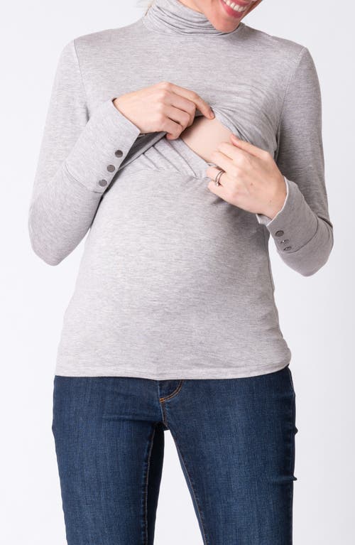 Shop Seraphine Turtleneck Maternity/nursing Top In Silver