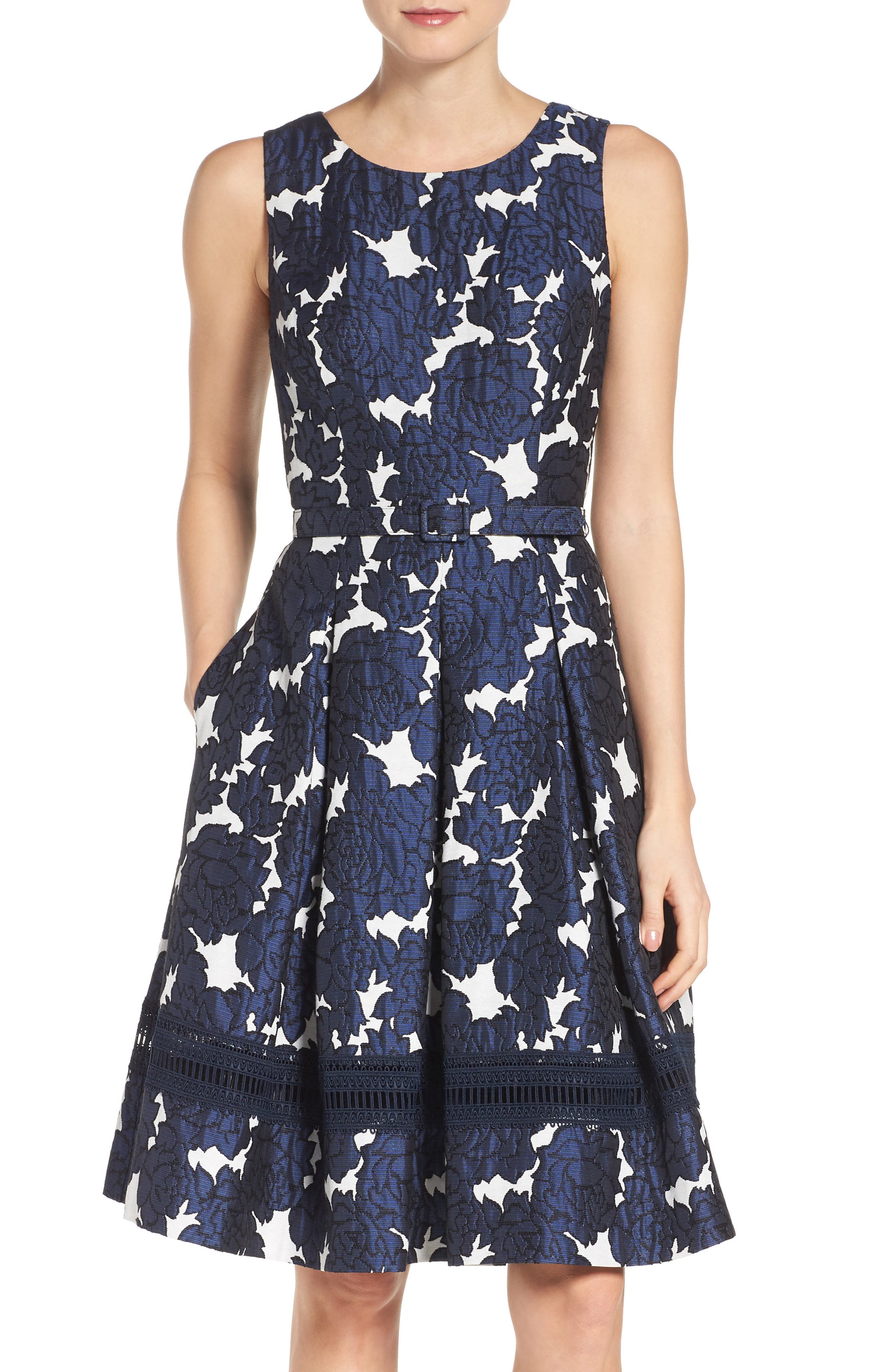 Eliza J Jacquard Fit & Flare Dress (Regular & Petite) Nordstrom