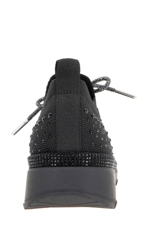 Reaction Kenneth Cole Kacey Rhinestone Knit Sneaker In Black Knit