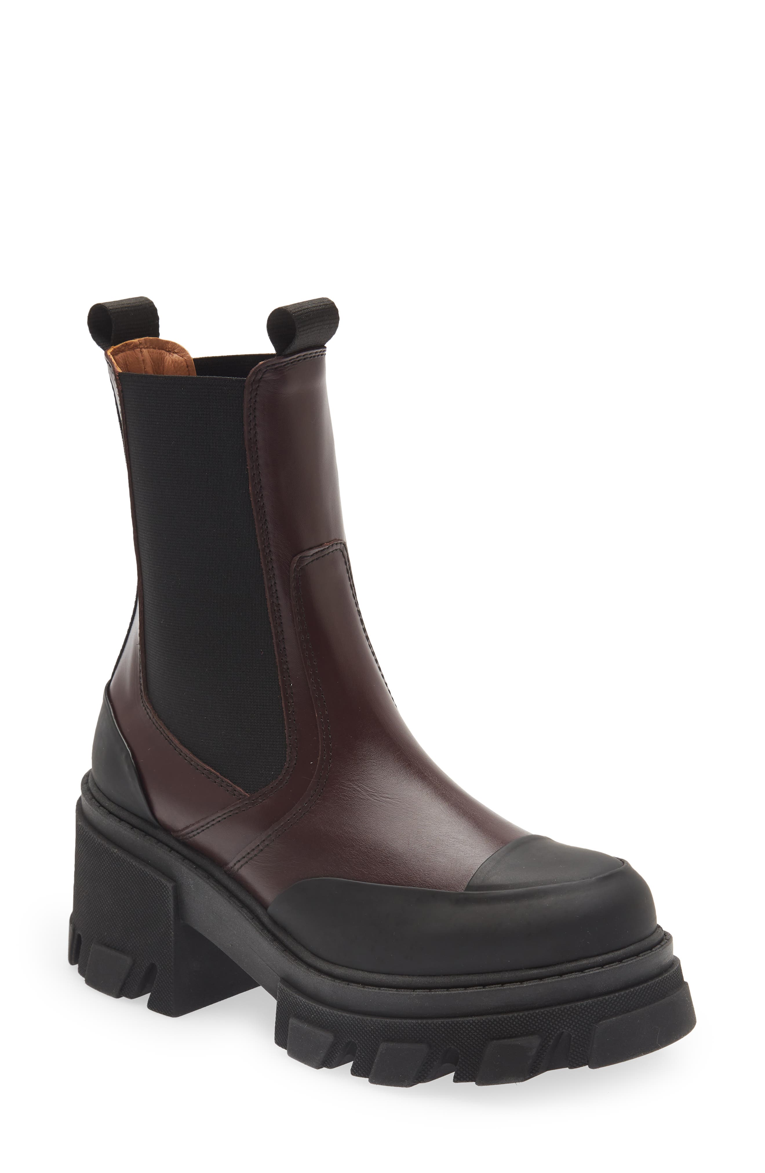 Ganni Calf Leather Mid Chelsea Boot 
