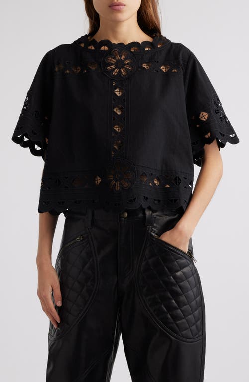 Shop Isabel Marant Parissa Embroidered Cutwork Top In Black