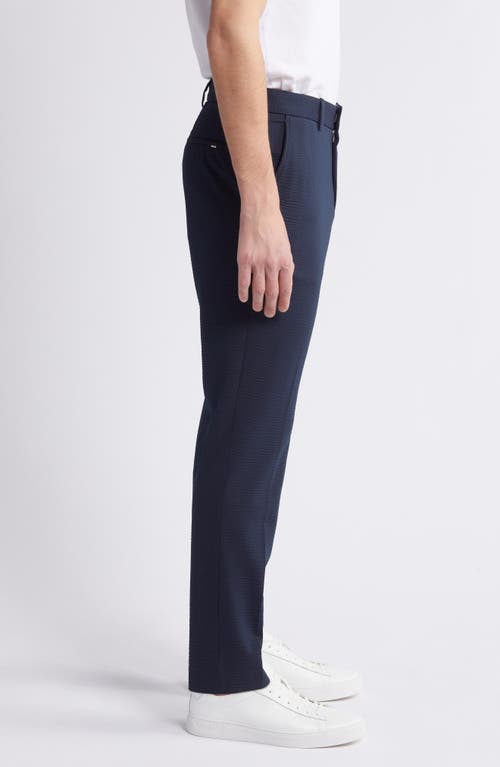 Shop Hugo Boss Boss Genius Flat Front Stretch Seersucker Pants In Dark Blue