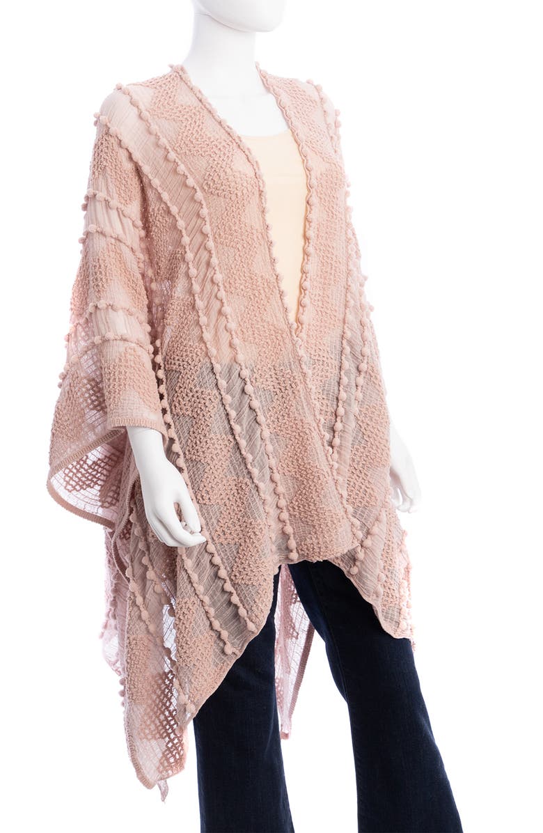 SAACHI Pompom Embroidered Sheer Ruana | Nordstromrack