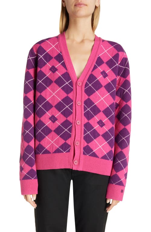 Acne Studios Face Logo Argyle Jacquard Blend V-Neck at Nordstrom,