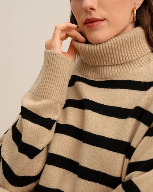 Lilysilk The Tarra Stripe Sweater In Brown