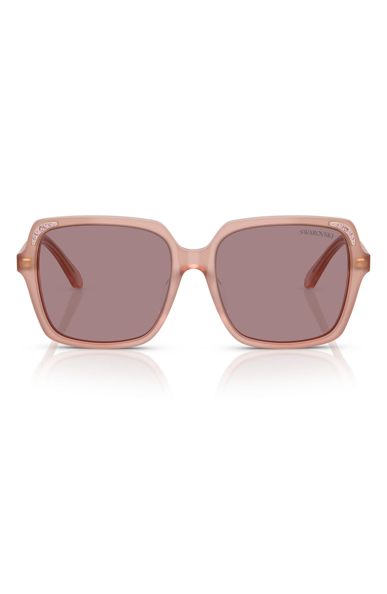 Swarovski 56mm Square Sunglasses in Milky Pink 