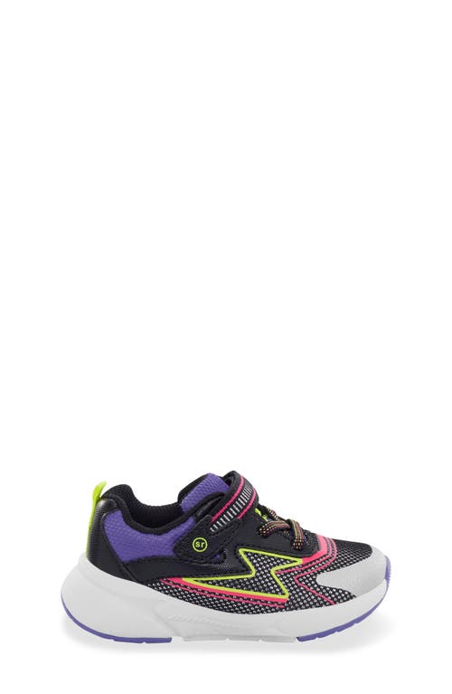 Stride Rite Kids' Lighted Cosmic 2.0 Sneaker In Black/neon
