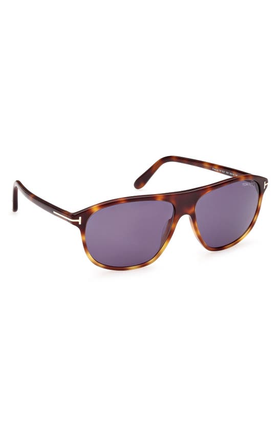 Shop Tom Ford Prescott 60mm Square Sunglasses In Shiny Blonde Havana / Blue