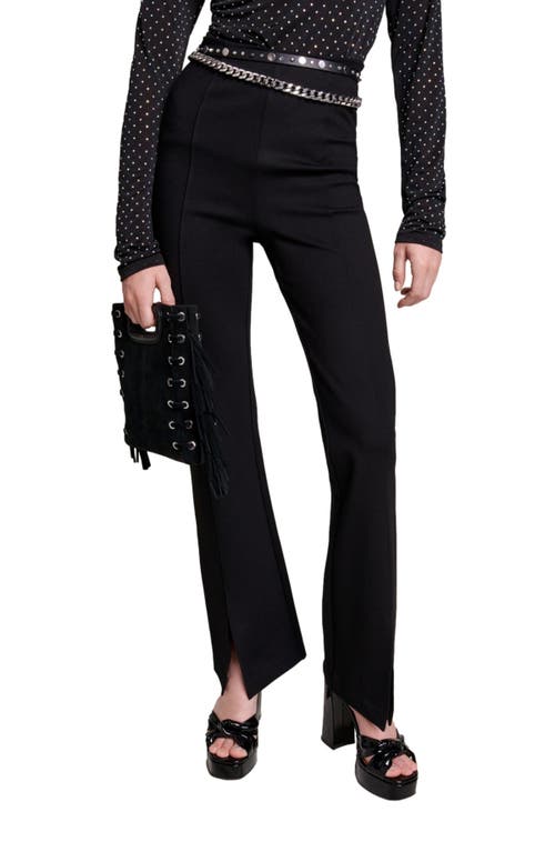 Shop Maje Black Slim-fit Trousers With Slits