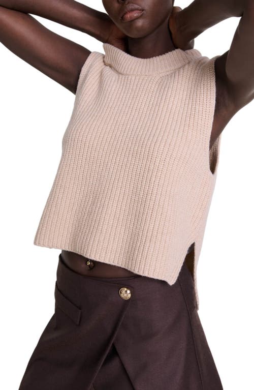 Shop Maje Sleeveless Wool Sweater In Beige